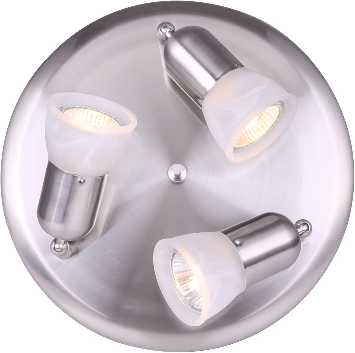 Canarm James 3-Light Ceiling or Wall Fixture, Silver Finish with Alabaster Glass, Modern Rustic Flush Mount Lighting for Bedroom, Hallway or Entryway