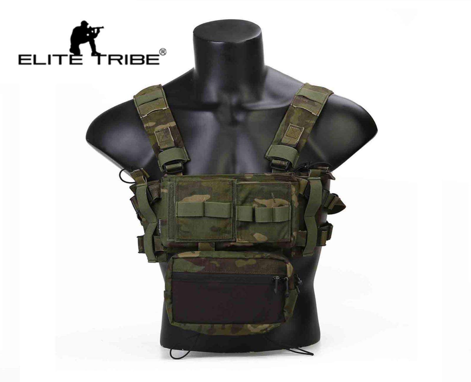Elite Tribe MK3 Modular Lightweight Chest Rig Micro Fight Chissis 5.56 Mag Pouch (Multicam Tropic)