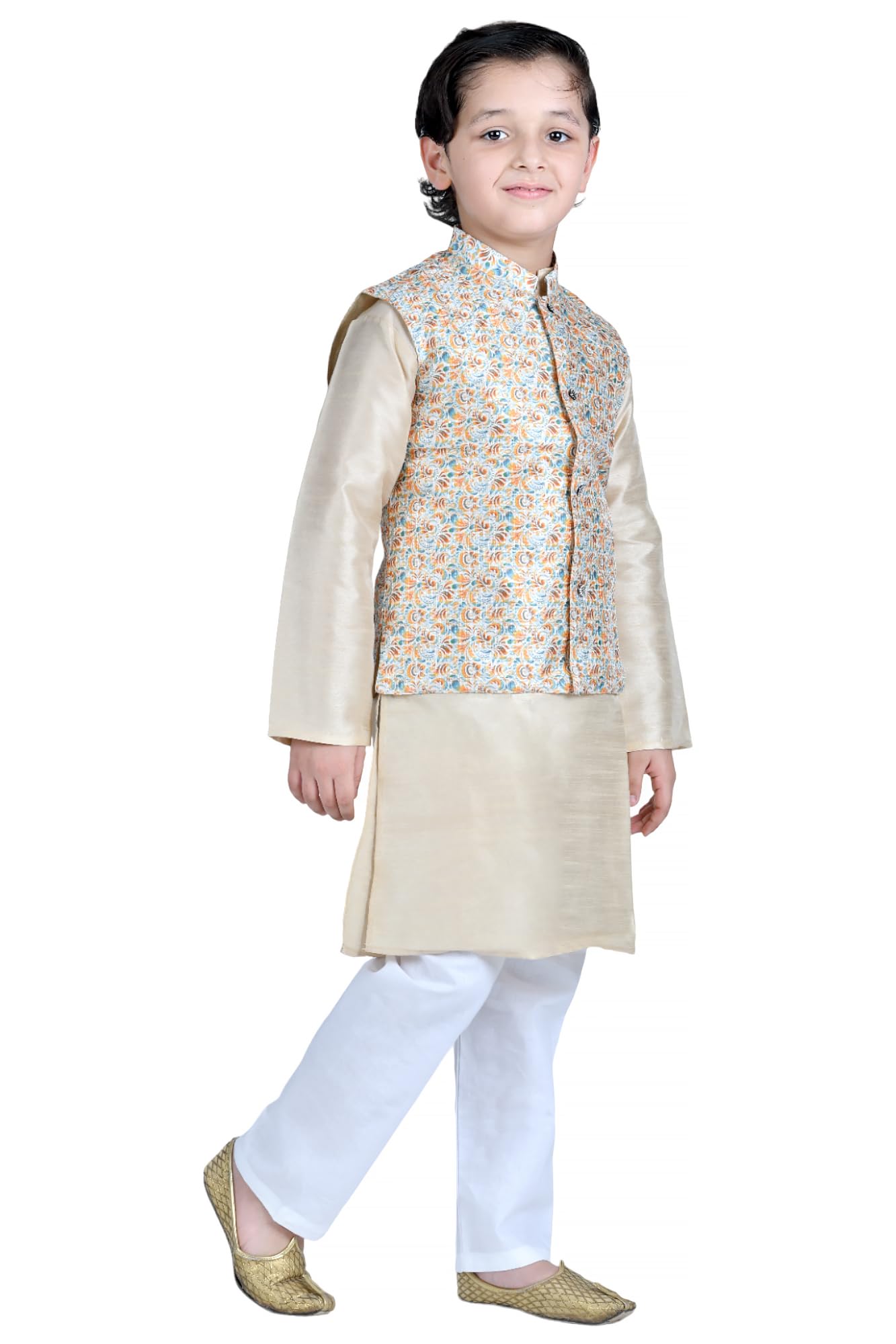 DESI ANDAAZ Boys Cotton 3 Pc Kurta Pyjama set | Waistcoat Full Sleeves Kurta and pyjama set | Ethinic Kurta Pyjama for Kids(8-9 Years) - Image 2 thumbnail