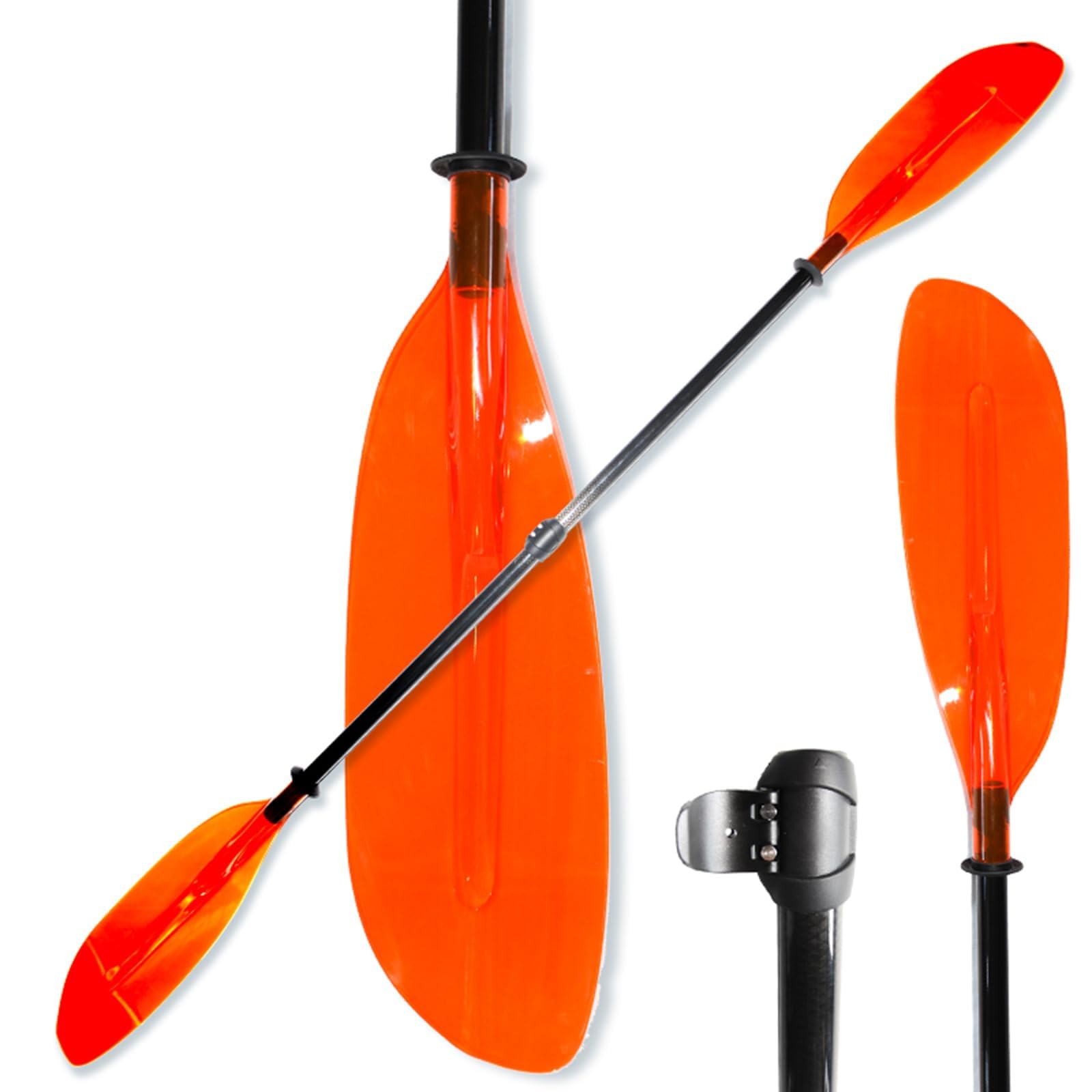 Adjustable Carbon Fiber and Fiberglass Kayak Paddle, 1123g, Orange, Locking Mechanism, Lightweight & Durable for Kayaking/Canoeing