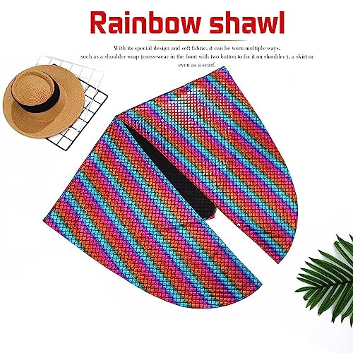 JAKAWIN Women’s Wraps and Shawls Fish Scale Pashmina Scarf Poncho Cape With Button Costume Party Wrap Cover Up4