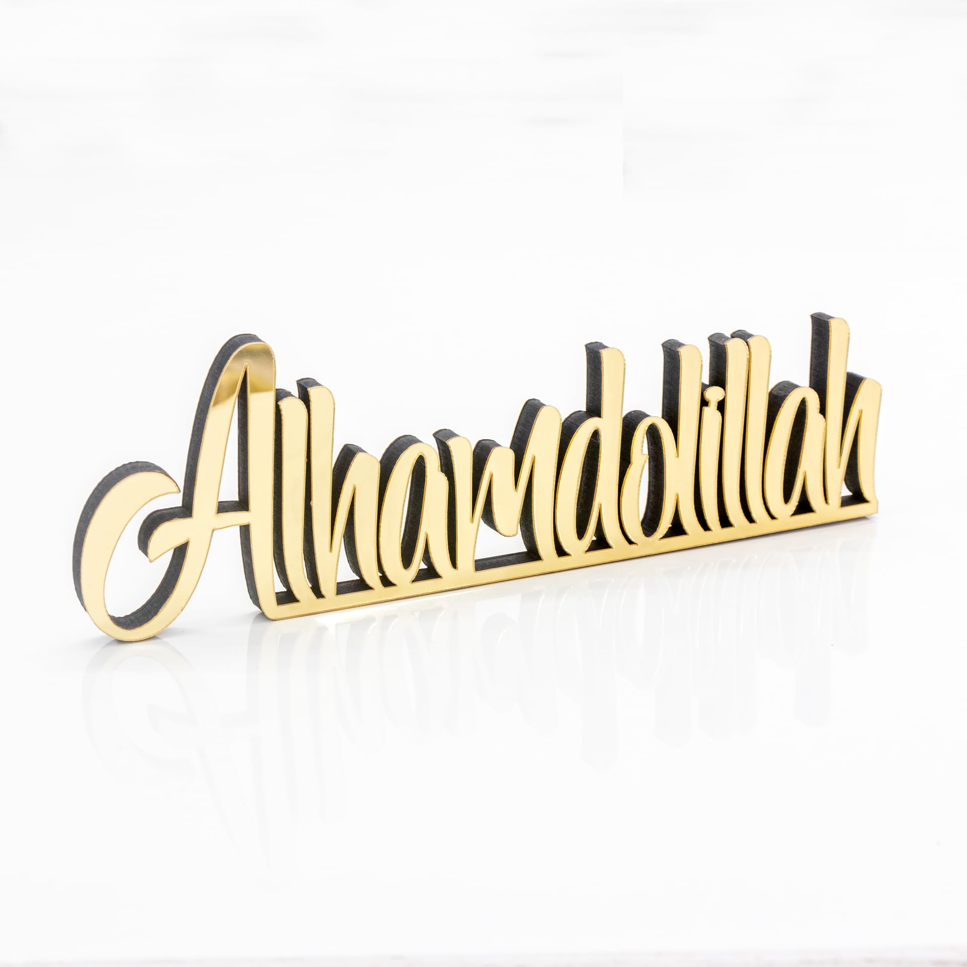 Decoración islámica para el hogar Bismillah Alhamdulillah oro mesa