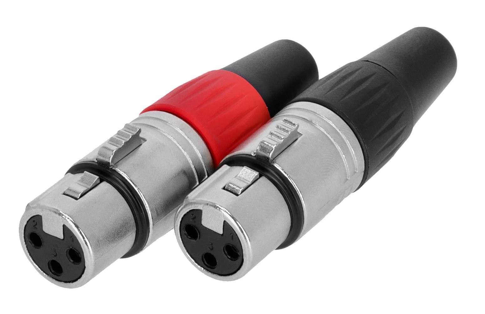 Adam Hall 10 SETs Connectors XLR 3 pol Mikrofon Kabel Stecker male + Kupplung female in ROT + SCHWARZ, versilbert 3 Star Serie