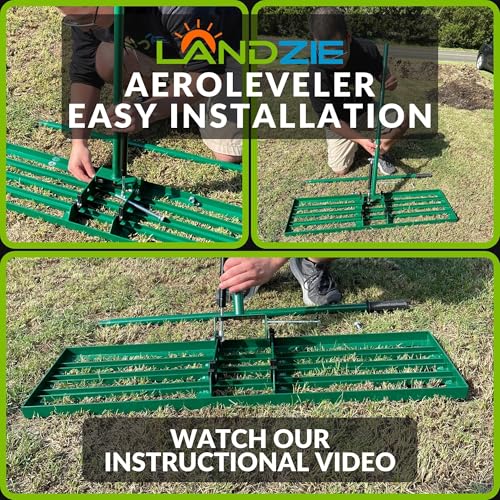Image of LANDZIE - Lawn Leveling Rake 24 Inch, Pneumatic Yard Leveler