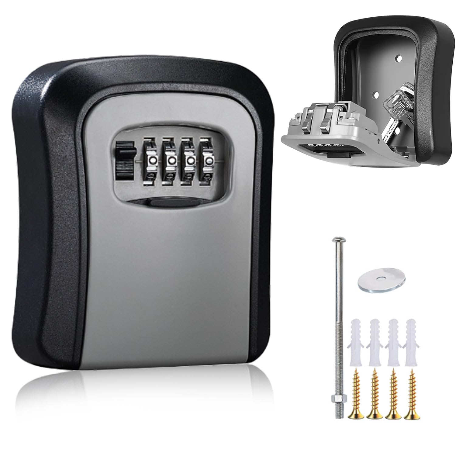 Caja de Seguridad para Ilaves con Código de 4 Dígitos, Caja de Llaves con Codigo Impermeable, Resistente a la Corrosión pared Cajetin llave, Caja Fuerte Llaves Exterior, para Hogar, Escuela, Oficina