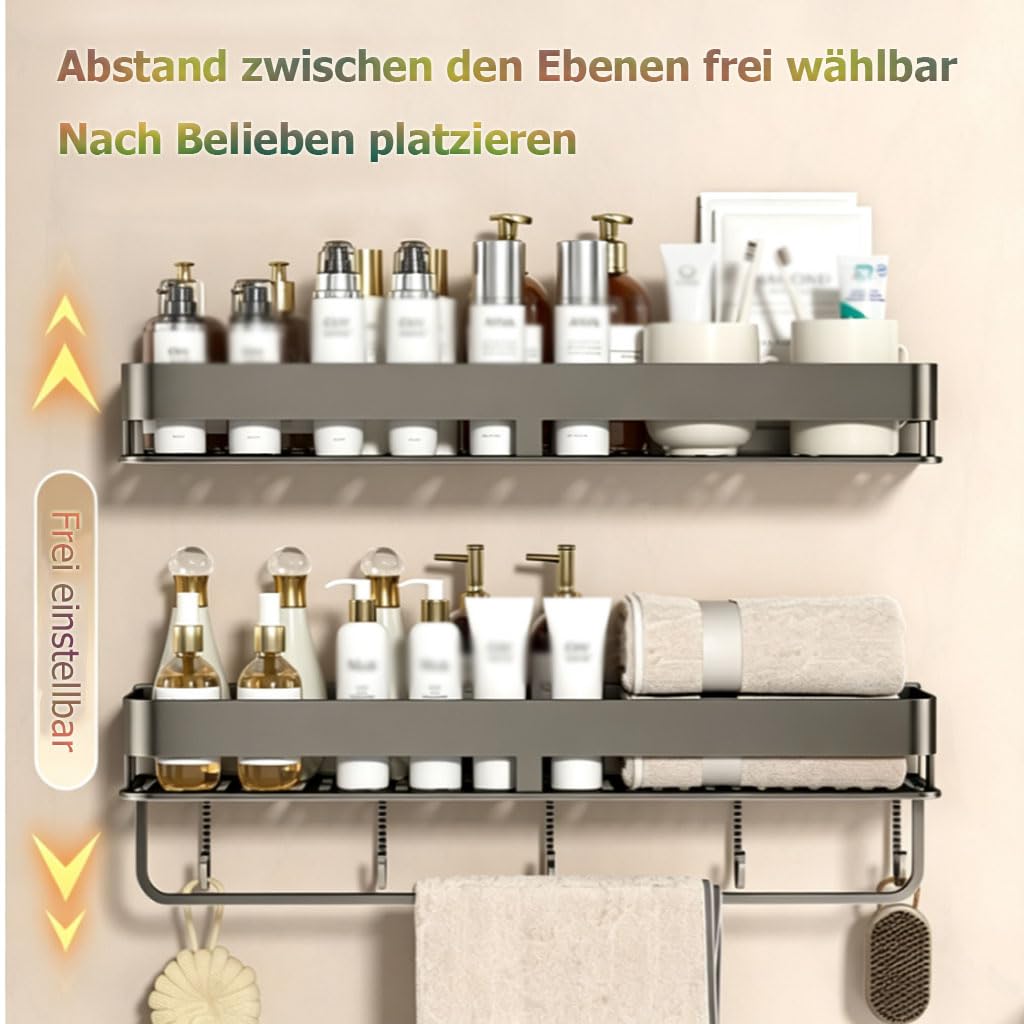 Estante de Ducha sin perforar para Pared del baño, toallero con Gancho, Estante de Ducha de Metal para Gel de Ducha, cosméticos, Accesorios de baño,C,50cm