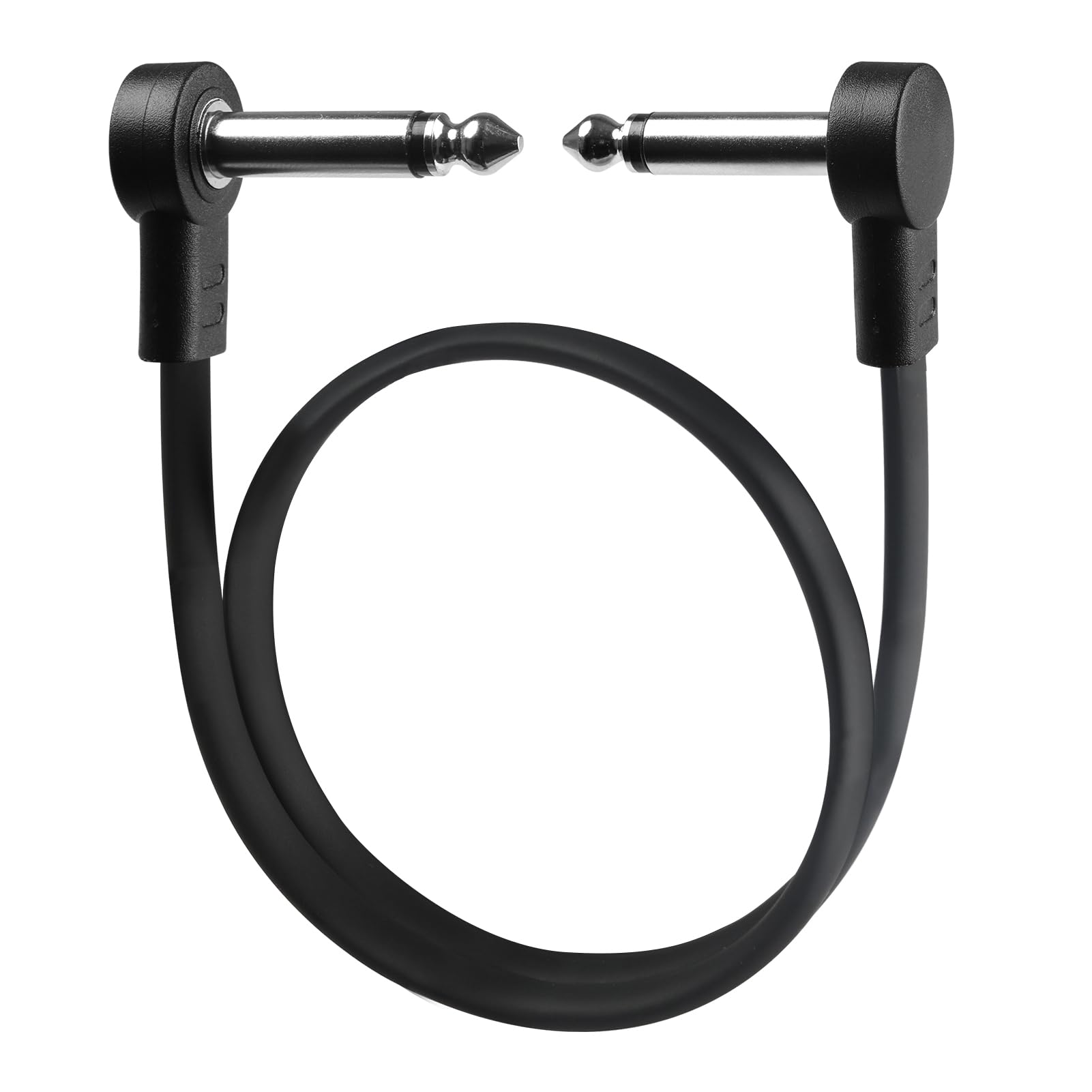 Cables de conexión planos de guitarra de 18 pulgadas, cable largo de pedal | Cables de conexión TS de perfil bajo de 0.25 pulgadas en ángulo recto para pedales de efectos de guitarra, color negro