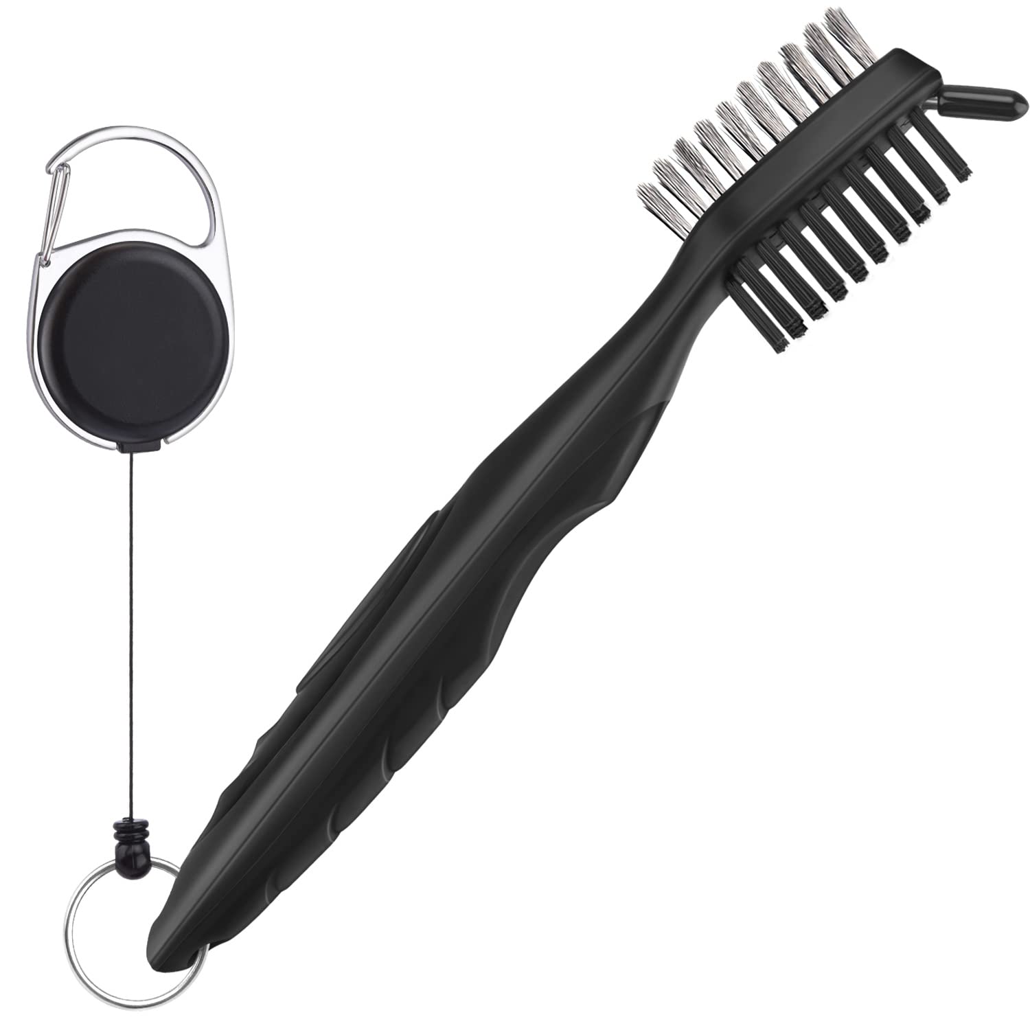 Durable Golf Club Brush with Retractable Zip-line and Aluminum Carabiner Cleaning Tools,Oversized Golf Brush Head and Super Non-Slip Handle,Lightweight and Stylish