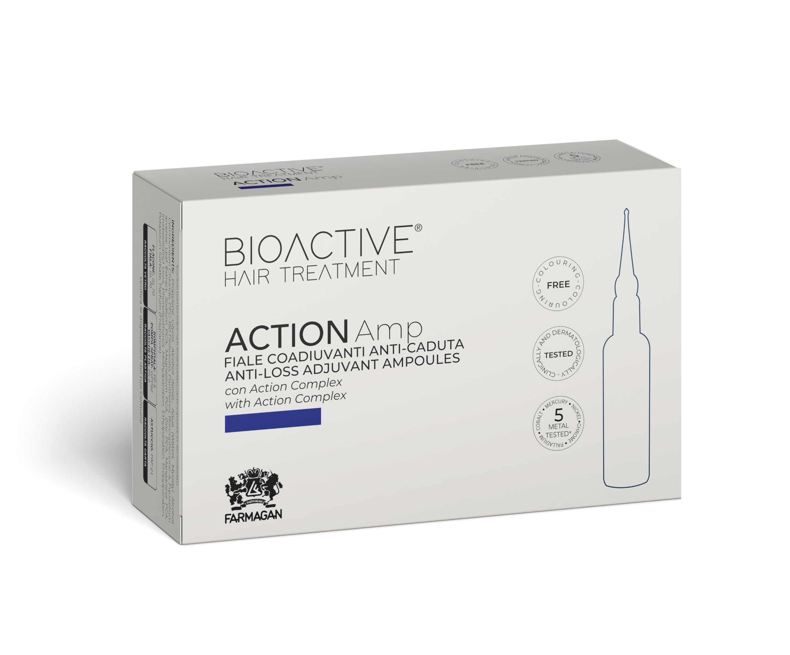 Bioactive Hair Treatment Action Amp 10 Fiale 7.5 ml anti-caduta | azione urto con Estratti vegetali di Achillea, Fanfara, China Rossa e Provitamina B5