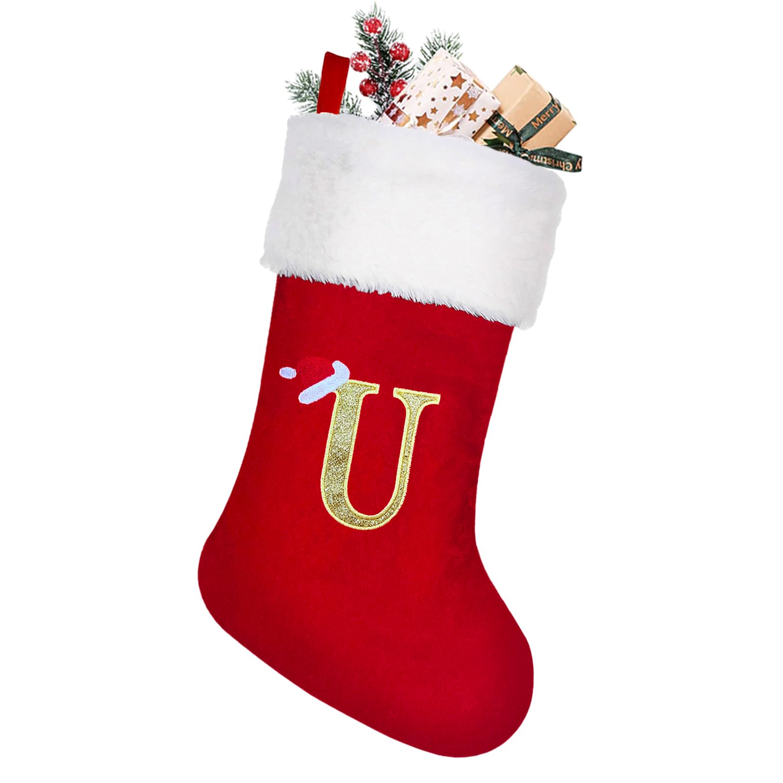 Christmas Stockings Personalised 20 Inch Large Xmas Stockings Monogram Christmas Stockings With Letters Red Velvet Classic Christmas Stocking Fireplace Hanging Ornament Christmas Holiday Party Décor