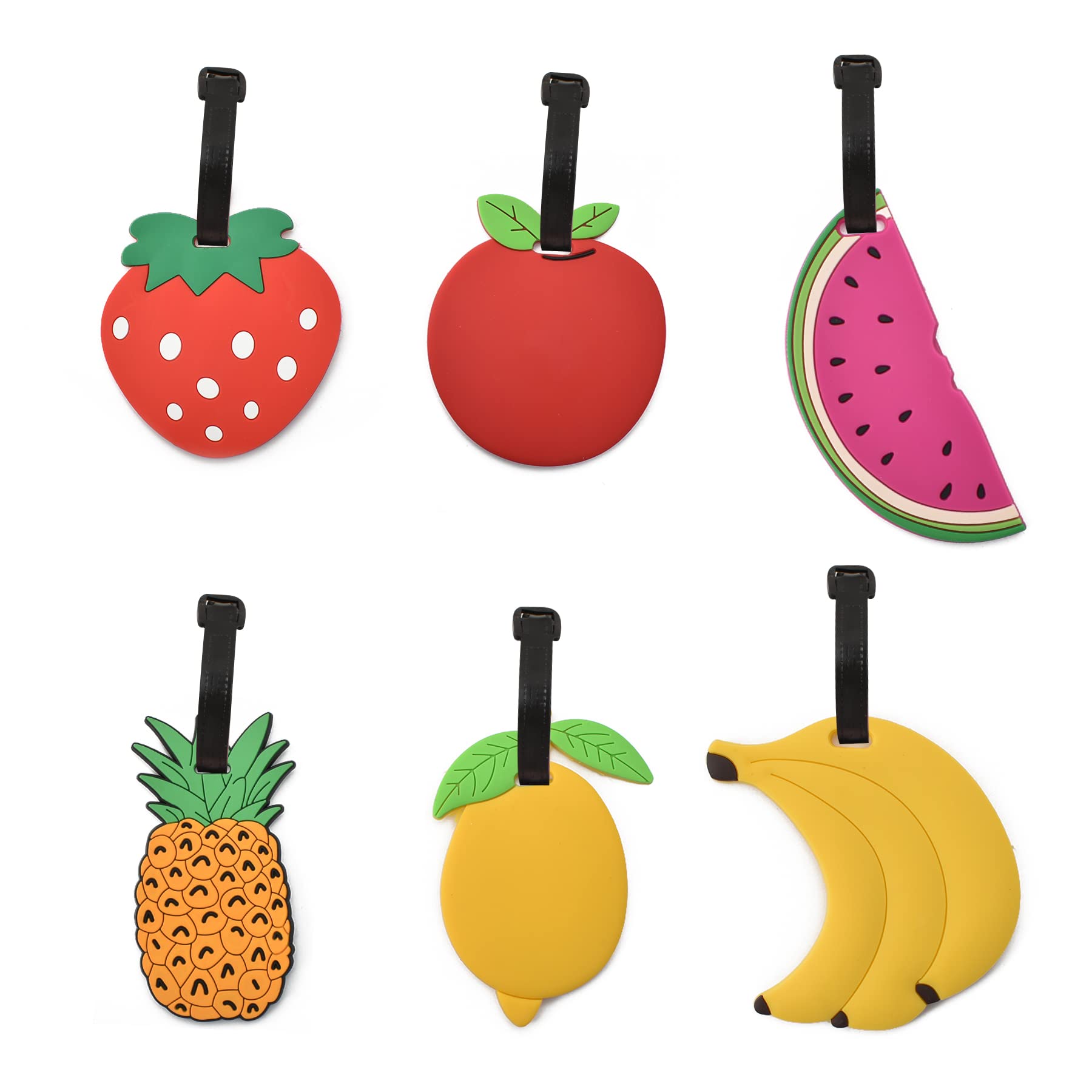 VIOCIWUO Fruit Luggage Tags 6 Pack Cute Colorful Silicone Luggage Tag for Suitcases Travel Tags Summer Beach Holiday Baggage Tags ID Labels