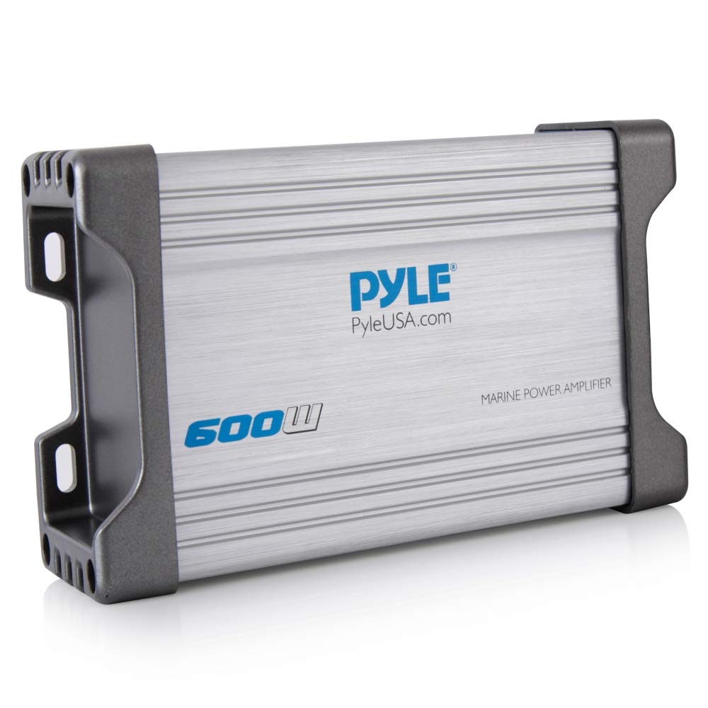 Pyle 4-Channel Marine Amplifier Receiver - Waterproof and Weatherproof Audio Subwoofer for Boat Stereo Speaker &amp; Other Watercraft - 600 Watt Power, Wired RCA, AUX and MP3 Audio Input Cable - PLMRMP4A