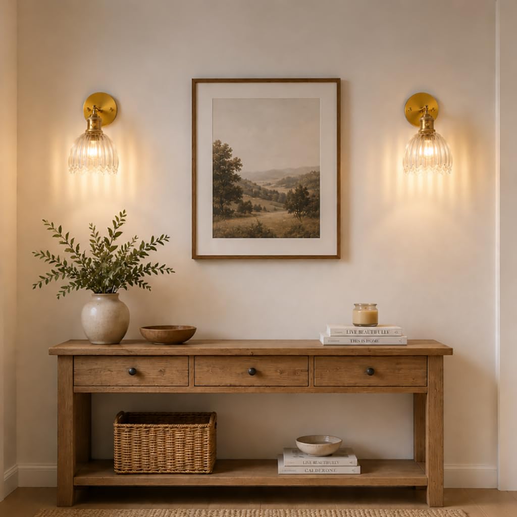 Lots de 2 Applique Murale Intérieure avec Interrupteur Lampe Murale en Verre Fleur Applique Salle de Bain Vintage E27 Luminaire Mural pour Chambre Salon Cuisine
