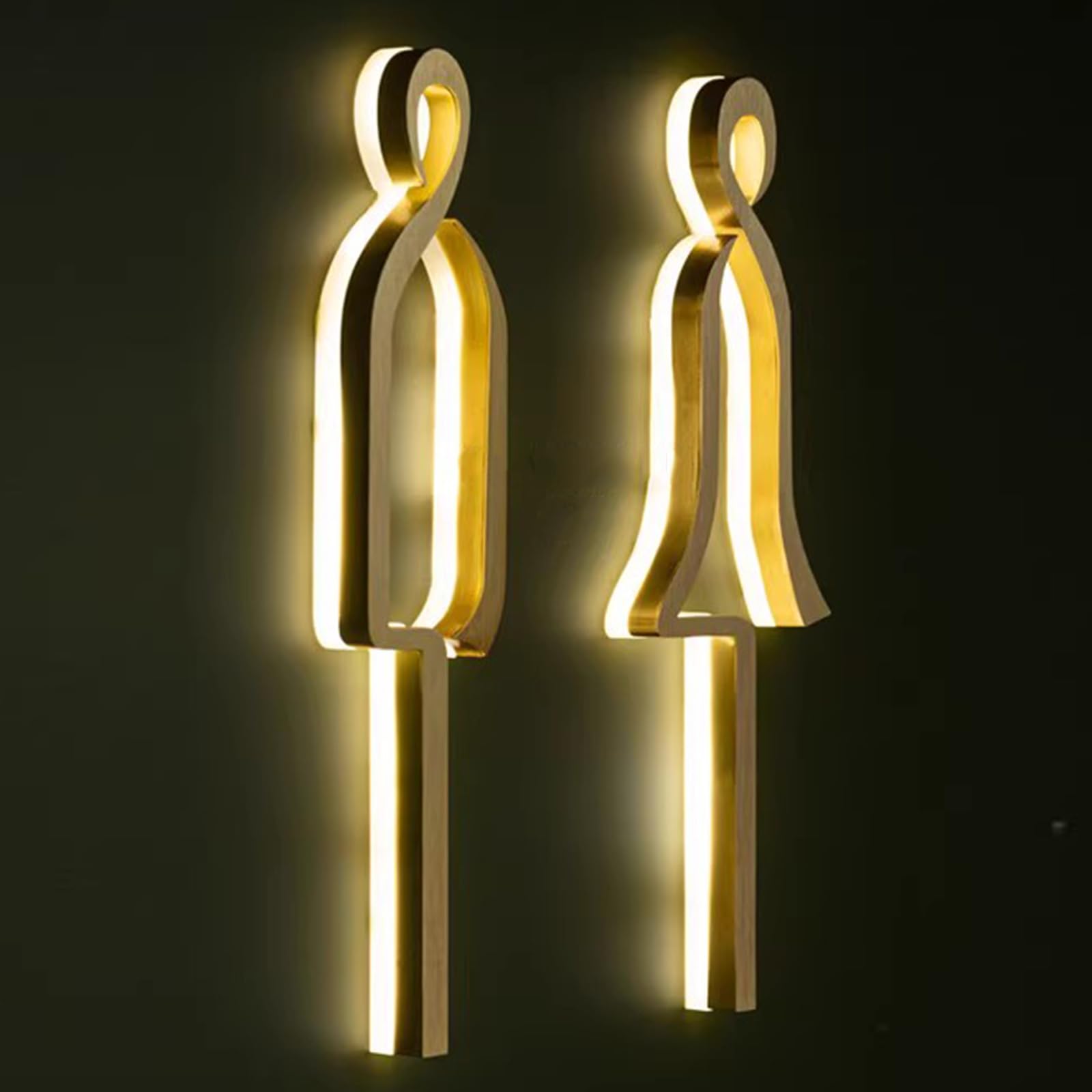 vrfvsdasAAS LED restroom sign, 2 Pcs Stainless Steel, Wall Hanging Mount, for Business, Public Restrooms Service