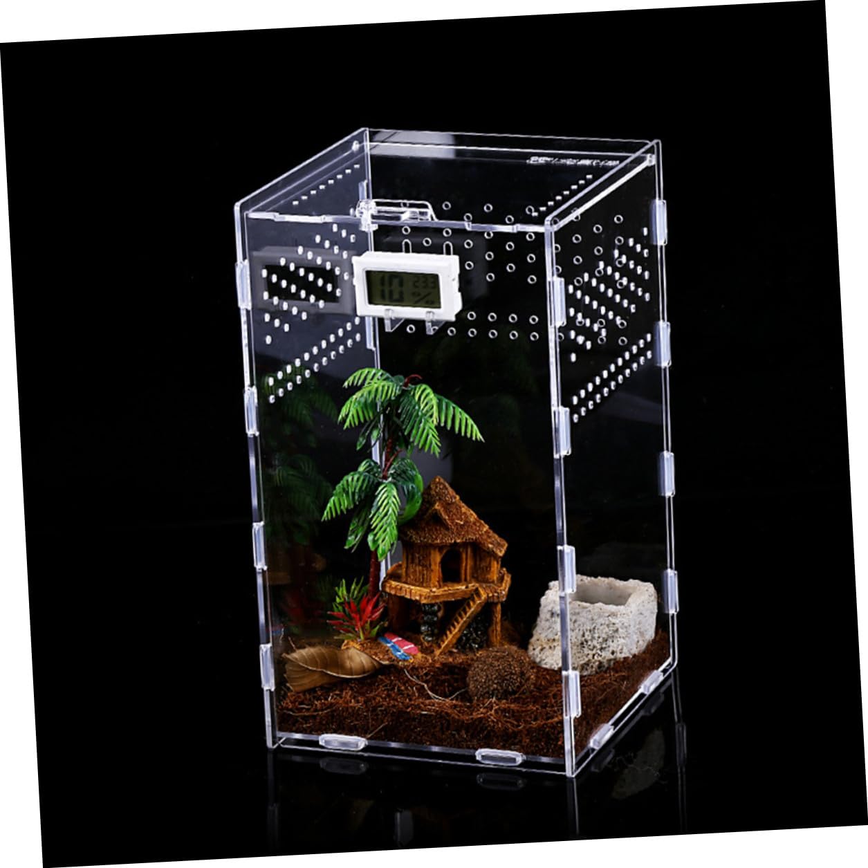 Hemobllo Caja de Cría para Reptiles Acrílica Transparente Ventilación Desmontable para Alimentación de Insectos y Alojamiento Confortable