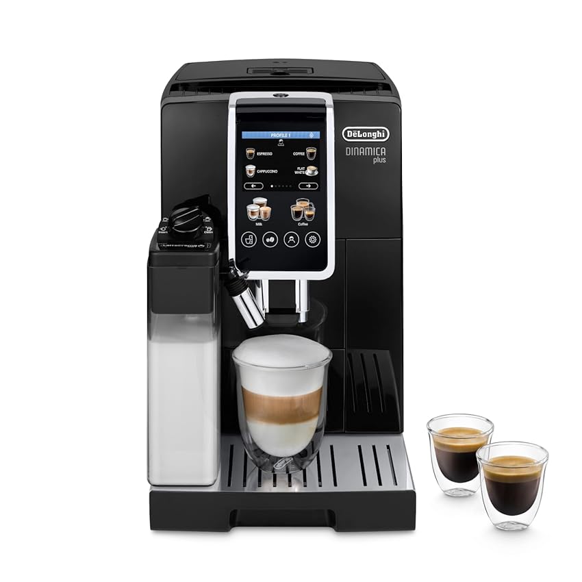 Immagine del prodotto De'Longhi Dinamica Plus ECAM382.70.B, Macchina Automatica per Caffè in Chicchi, Macchina Cappuccino con Tecnologia LatteCrema, Macchina Espresso con 18 Ricette, Schermo TFT 3,5'', 1450W, Nero