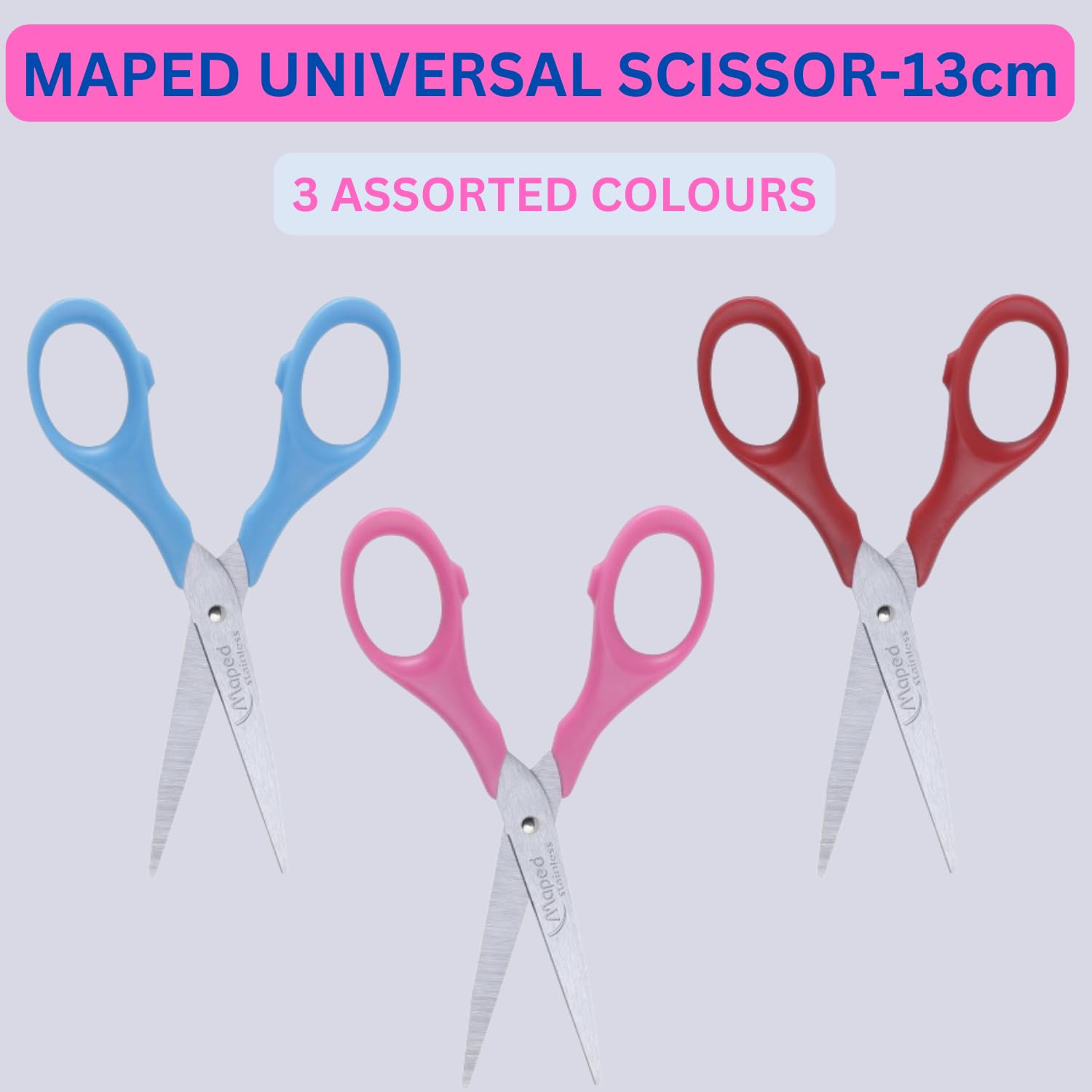 Maped Accesorios de escritorio de oficina, juego de 2 piezas, suministros de oficina, grapadora y tijeras de 13 cm, tijeras y grapadora de acero inoxidable, suministros de oficina, combinación