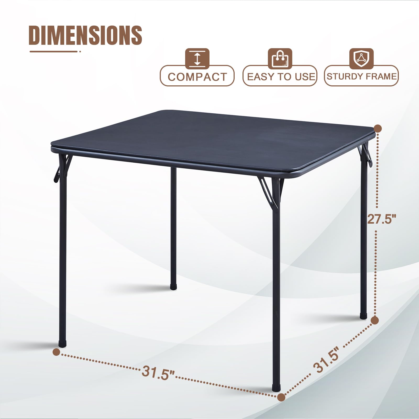 BOOSDEN Klapptisch, Multifunktionstisch, Schwarz, Klappbar Tisch als Campingtisch, Gartentisch, Balkontisch, Esstisch, Faltbarer Tisch, 80cm X 80cm X 70cm,