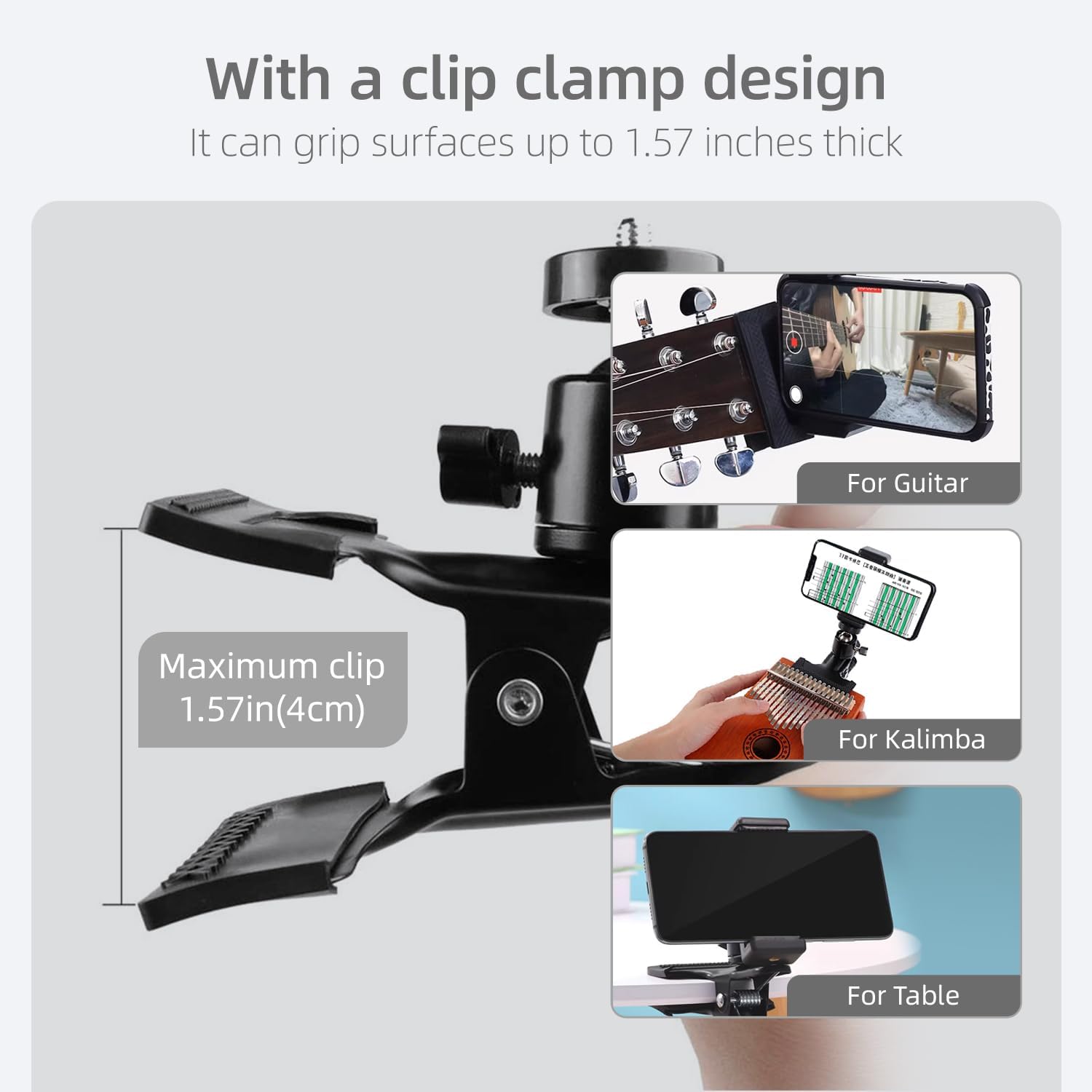 Guitar Phone Mount, 2-in-1 Bass &Guitar Headstock Phone Holder Clip with Adjustable Gooseneck,Compatible with iPhone Samsung Smartphones,Hands-Free for Recording,Practicing & Live Streaming​(LPGH-01) image 4