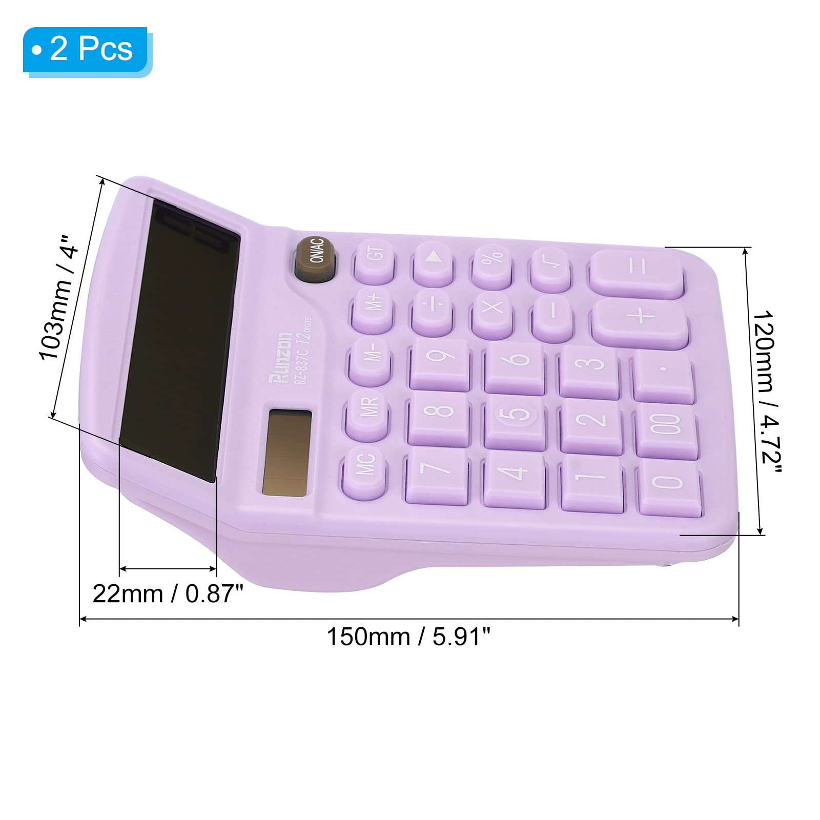 Calcolatrici, Calcolatrice desktop elettronica a funzioni standard, display LCD a 12 cifre di grandi dimensioni, palmare per ufficio giornaliero e di base, nero