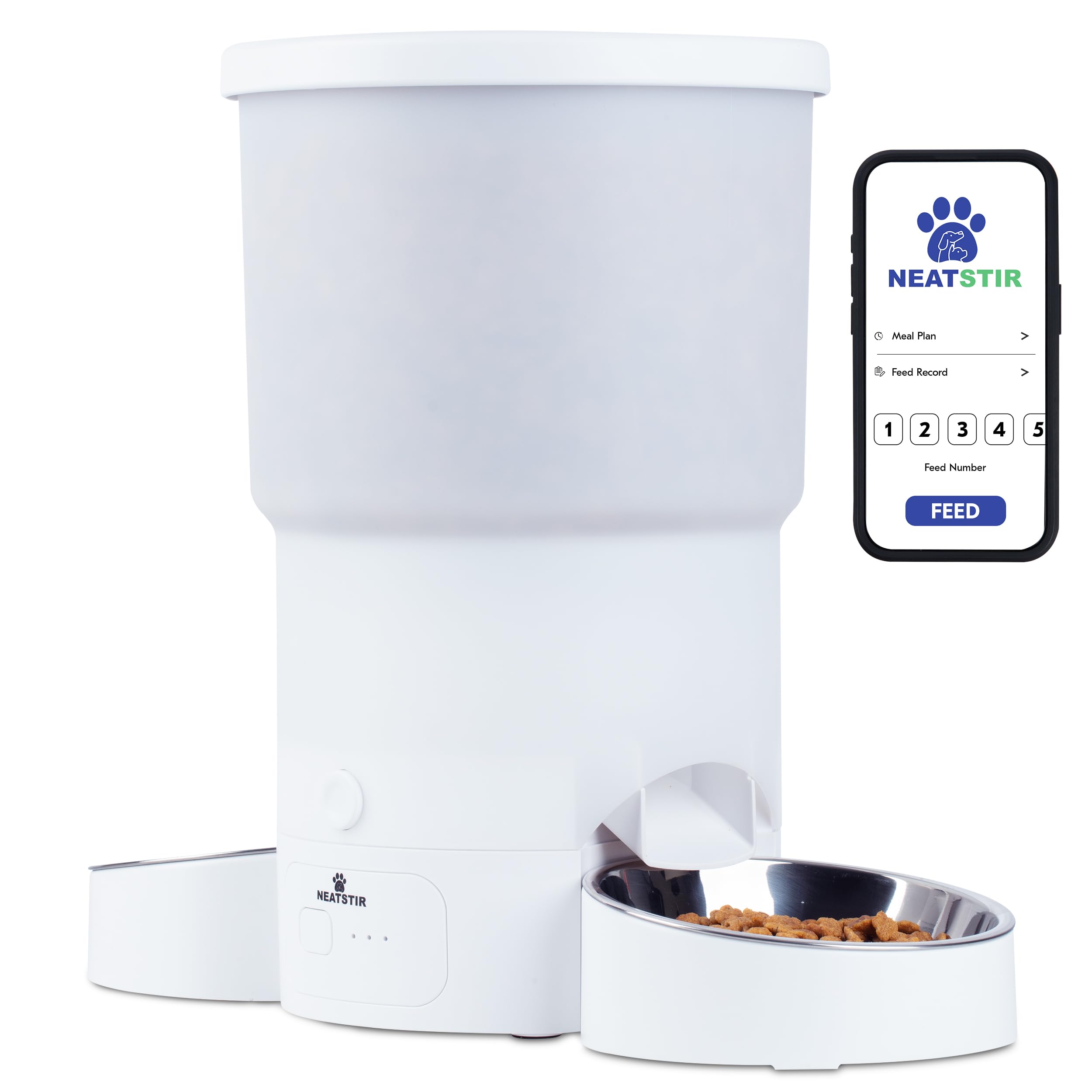 Automatic Cat Feeder for 2 Cats – Dual Food Dispenser with App Control, 5L Capacity (20 Cups), Smart Cat Food Dispenser for Multi Cats, Dual Pet Feeder with Stainless Steel Bowls and WiFi