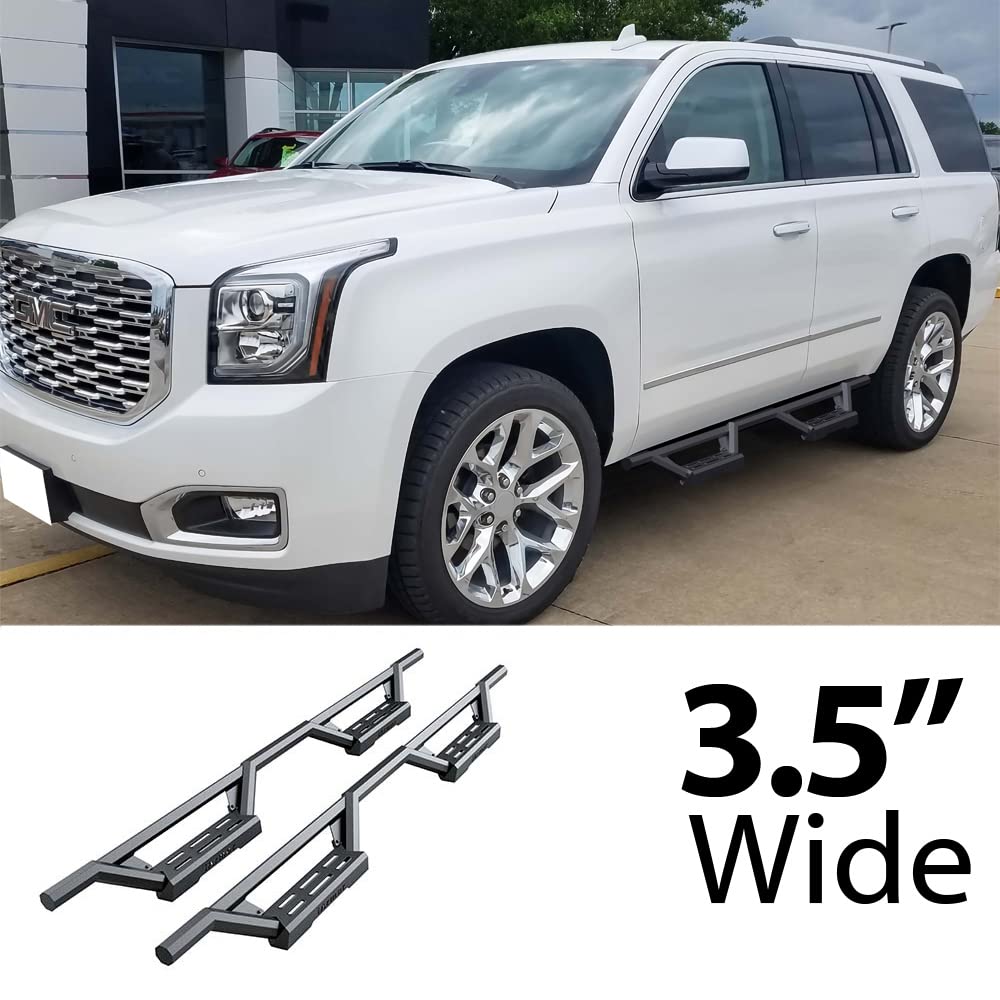 HD Ridez Stainless Steel Drop Steps Armor Compatible with Suburban Yukon XL 2005-2020 (Exclude Z71 Hybrid) & Avalanche 02-13 (Without Body Cladding) (Nerf Bar Side Steps Side Bars)