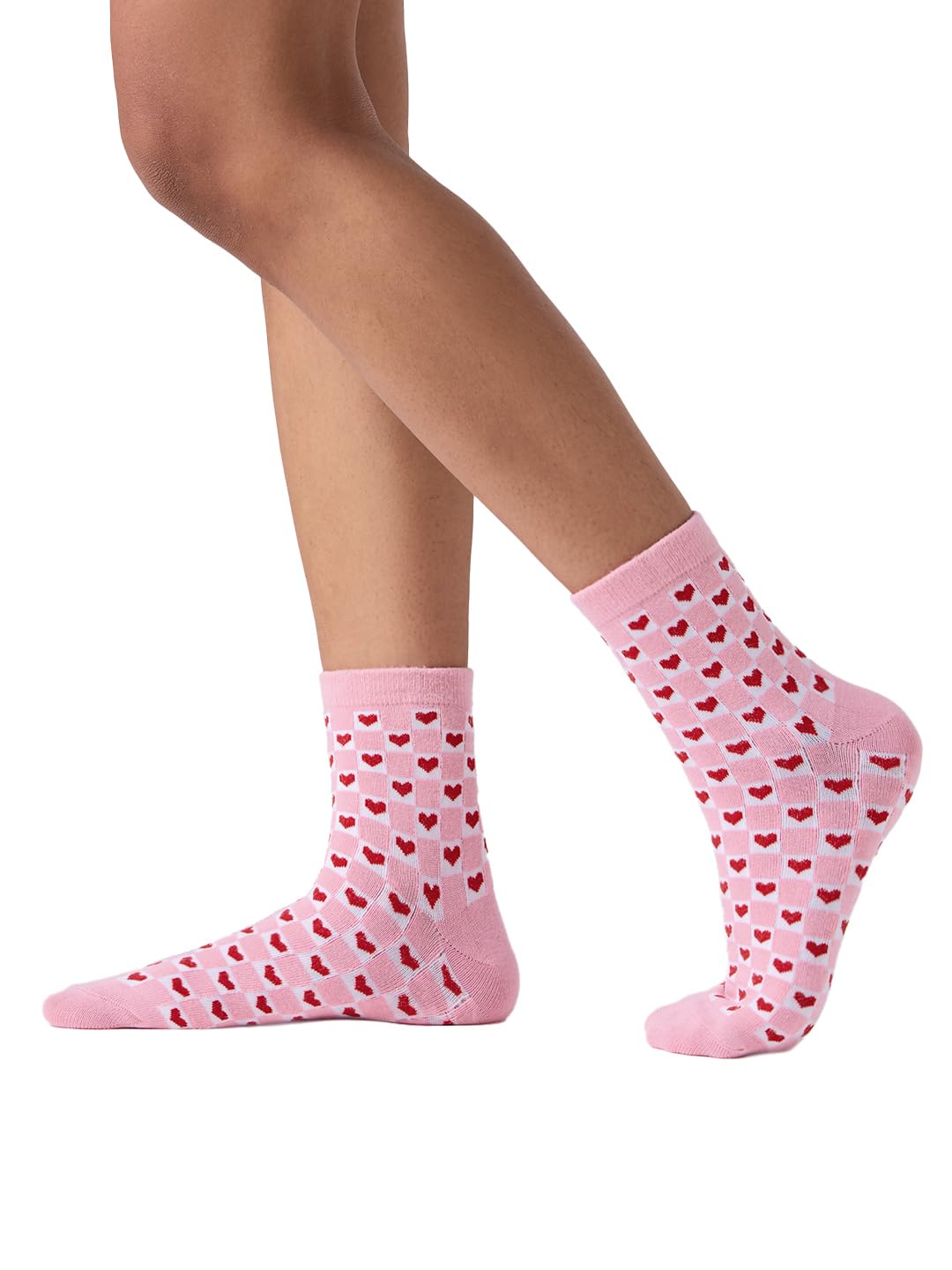 Hearts Socks | Premium Cotton Crew Socks for Men & Women | Cute Pattern Printed Quirky Socks | Comfortable Unisex Casual Everyday Footwear | One Size Fit-image-17