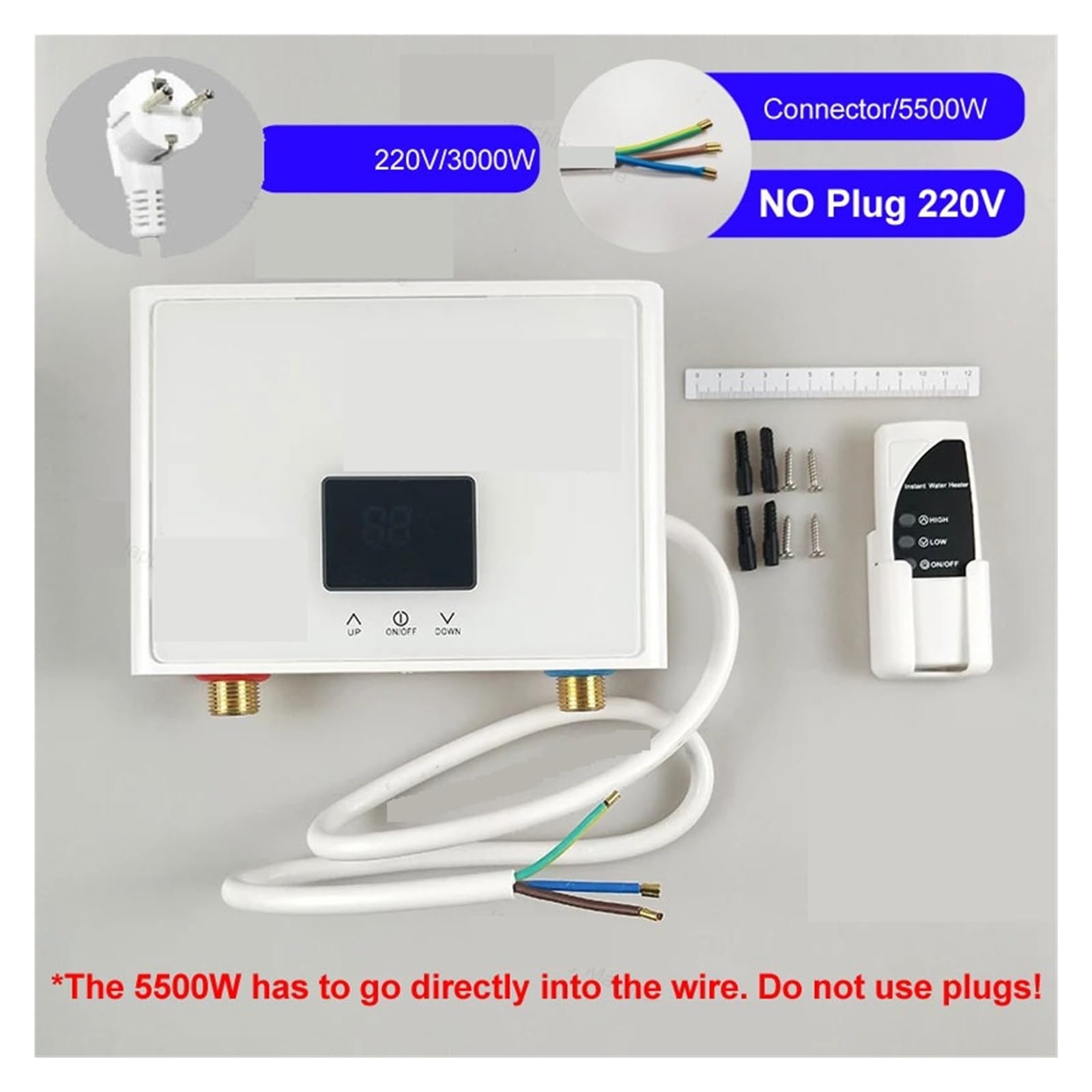 Natychmiastowy podgrzewacz wody, Elektryczny Podgrzewacz Wody Przepływowy Basenowy Kuchnia Łazienka Natychmiastowy 3000 W/5500 W Bezzbiornikowy Do Prysznica(110 3000w)