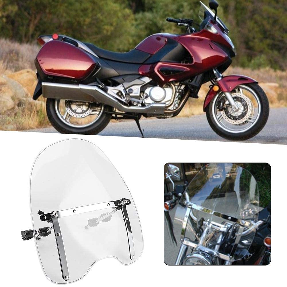 Aramox Pare-brise de moto universel, support de guidon réglable à 360 ° de 22 à 25 mm (transparent)