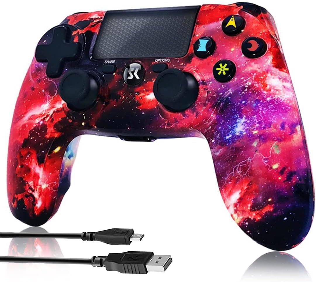 Controller for PS4, Wireless Controller Red for Sony PlayStation 4/Slim/Pro, Remote Control with 6-Axis Motion Sensor/Double Vibration/Sensitive Touch Pad/Speaker & 3.5mm Audio Jack/800mAh Battery