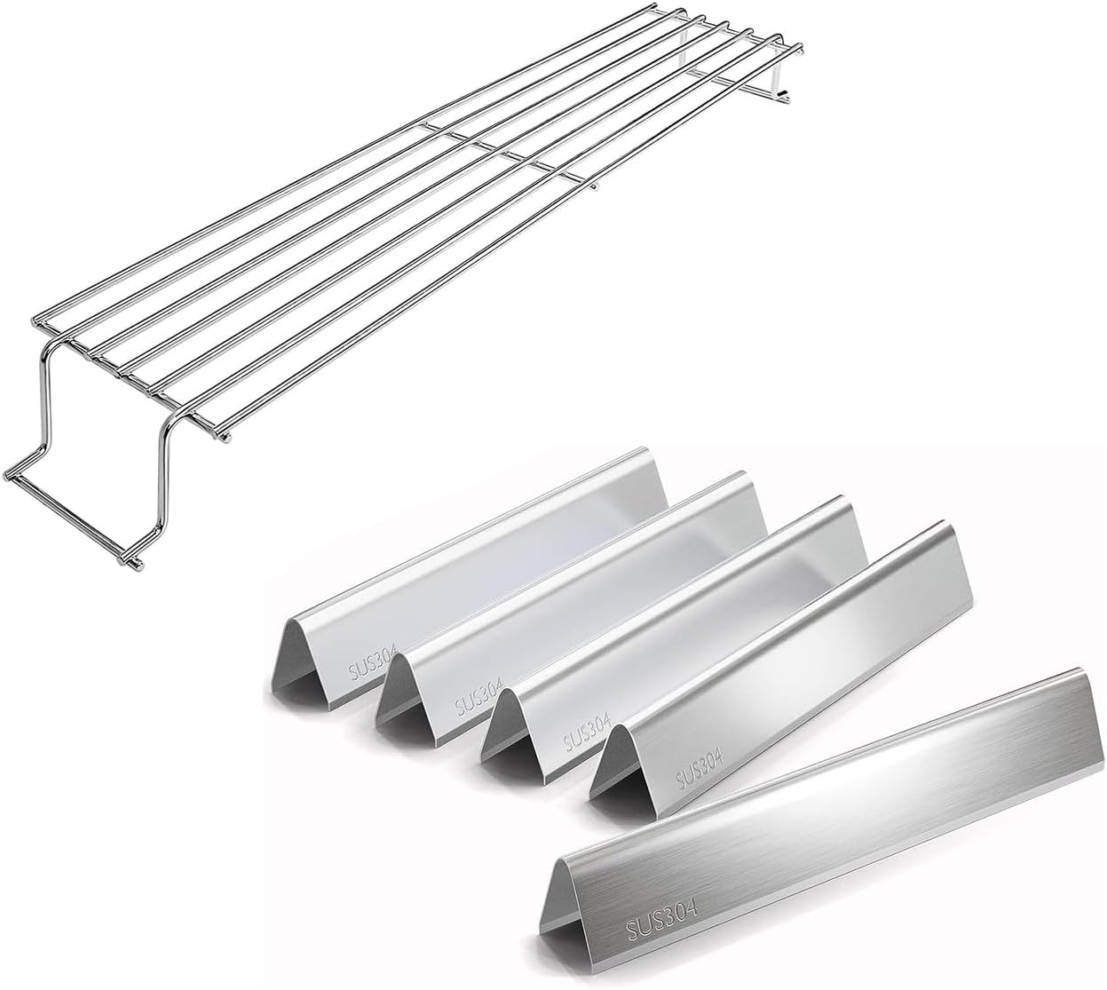 QuliMetal SUS304 15.3" Flavorizer Bars and Warming Rack for Weber Spirit 300 and GS4 Spirit II 300 Series Grills