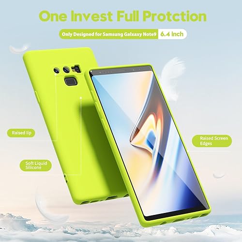 Miniatura 3 de oakxco Funda para teléfono Samsung Galaxy Note 9 de silicona líquida, color sólido brillante fluorescente, bonita funda protectora delgada de goma