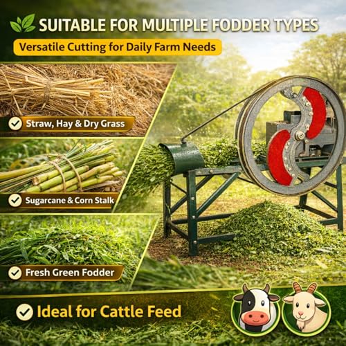 Image of KBS 2-in-1 Chaff Cutter Cultivator with 2 HP Motor Operated Kutti Machine 2 Blade Kabar Kutti Machine & Chara Cutter Fodder for Dairy Farming (Motor Operator Chaff Cutter)