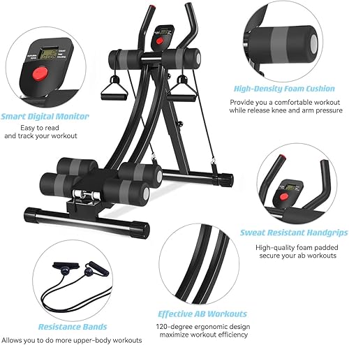 Miniatura 3 de Equipo de entrenamiento AB, máquina de abdominales para gimnasio en casa para ejercicio abdominal y entrenamiento de fuerza, equipo de fitness
