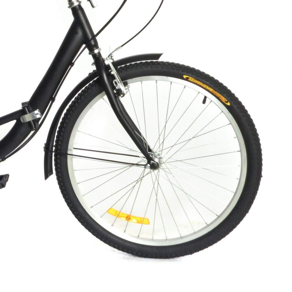 TONFEION 24 inch (61 cm) Driewieler Opvouwbare Driewieler voor Volwassenen 3 Wielen 7 Versnellingen Adult Fiets Erwachsenendreirad Turquoise Senioren