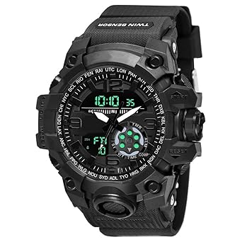 Shocknshop Analog Outdoor Sports Digital Dial Watch for Men Boys (Black Dial and Strap) -W07