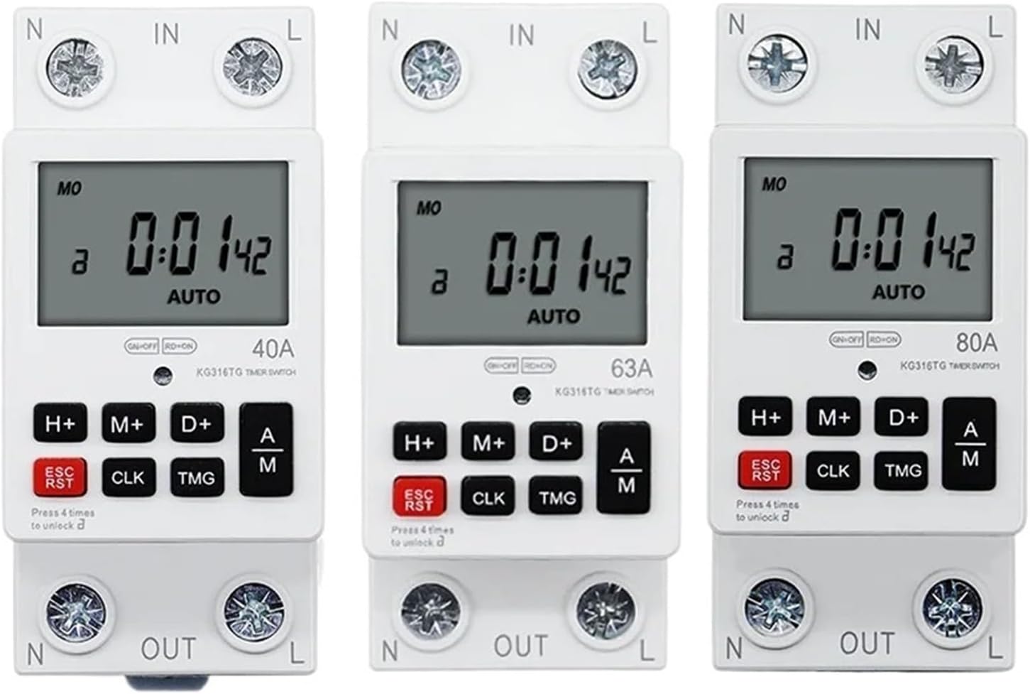 40A 63A 80A time Control Switch 220V Power Outage Cycle Controller programmable 7 Days a Week(80A)