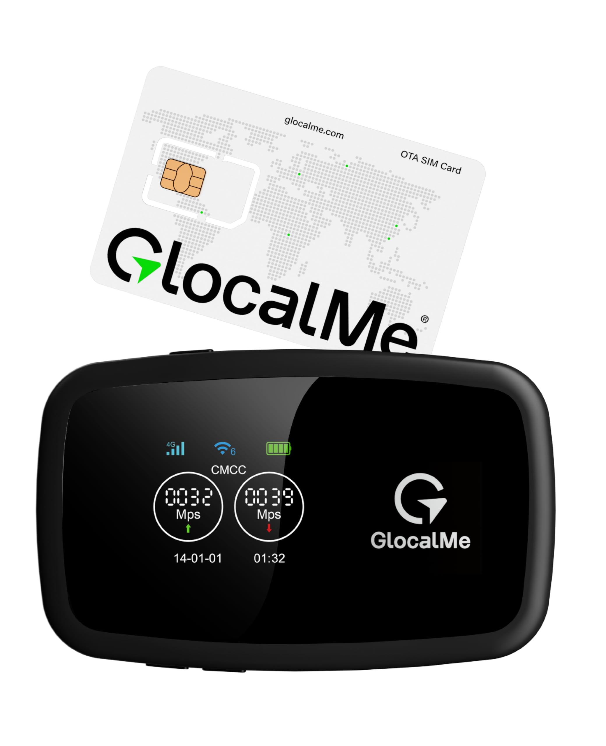 GlocalMe C4 Mobiler WLAN Router,15GB EU-Daten SIM Karte inklusive, Plug & Play, WiFi 6 Mobiler Router, 3700mAh Akku mit 14 Std. Laufzeit, bis zu 8 Geräte, Tragbares WLAN für Unterwegs ohne Vertrag