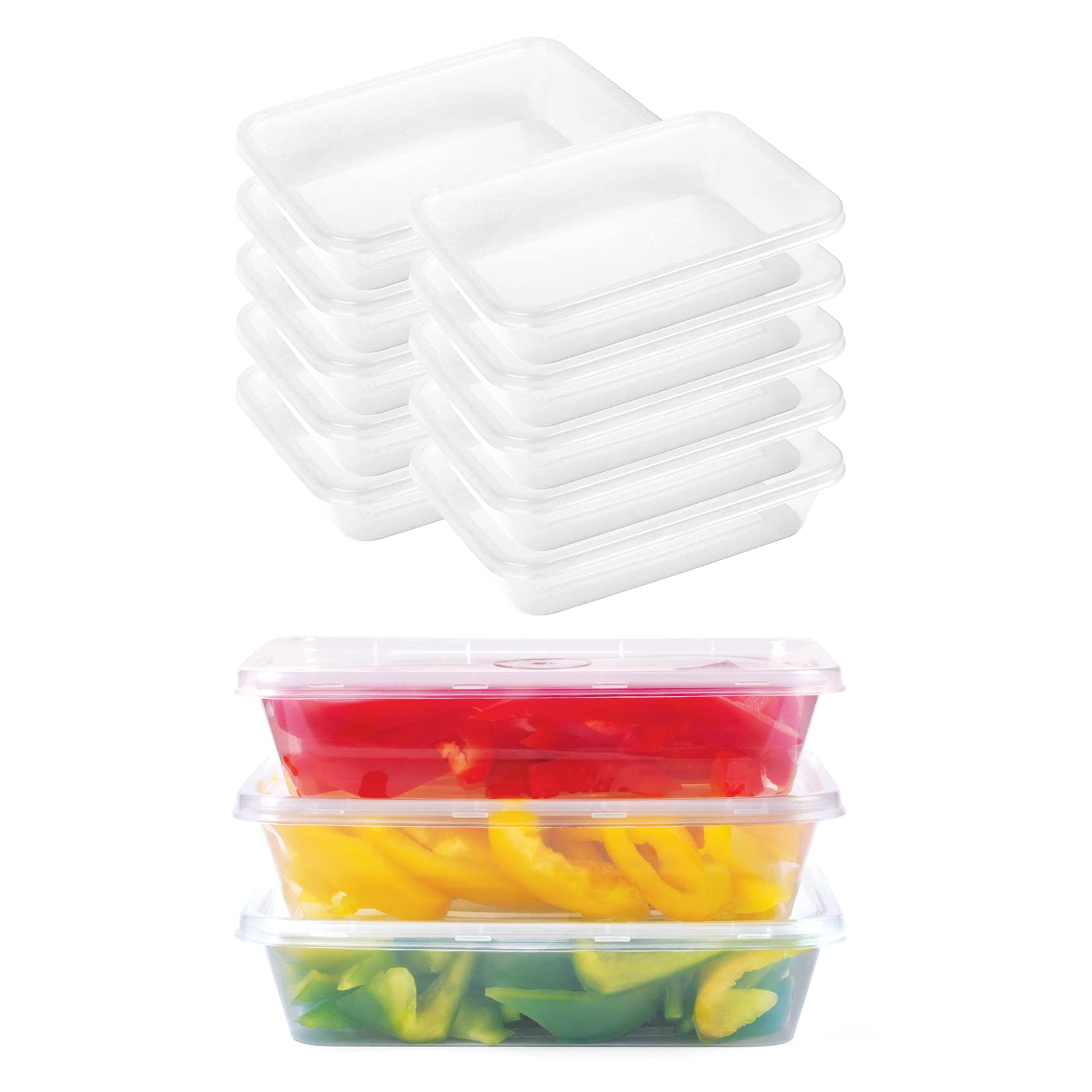 Disposable Container with Lids Bowls For Food –750 ml Pack of 25 Rectangular Microwave Plastic Freezer Soup Pint Deli Kitchen Containers Storage Box Khaleej Pack