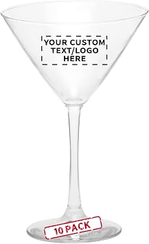 Custom Martini Glasses by ARC 10 oz. Set of 10, Personalized Bulk Pack - Perfect for Hotel, Bar, Restaurant or Lounge - Clear