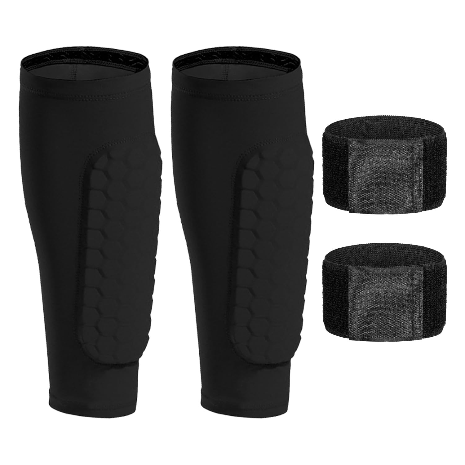 1 Par De Protectores para Piernas Y 2 Piezas De Correas para Piernas, Calentadores Anticolisión, Calentadores Elásticos para Piernas, Adecuados para Correr, Fútbol, ​​Montañismo Y Ciclismo
