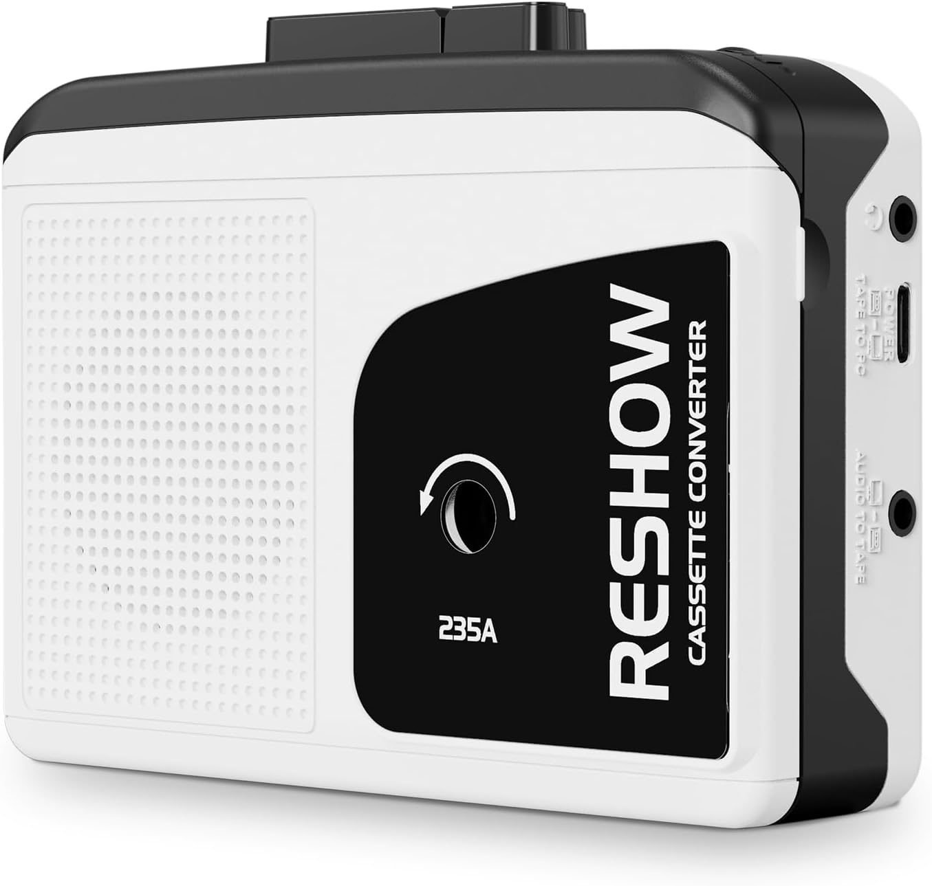 Reshow Portable Cassette Tape Player with Built-in Speaker and Headphone Jack, USB C Cassette to MP3 Converter, Reverse Recording to Tape, Cassette Tape Recorder, Full Stereo Sound-White