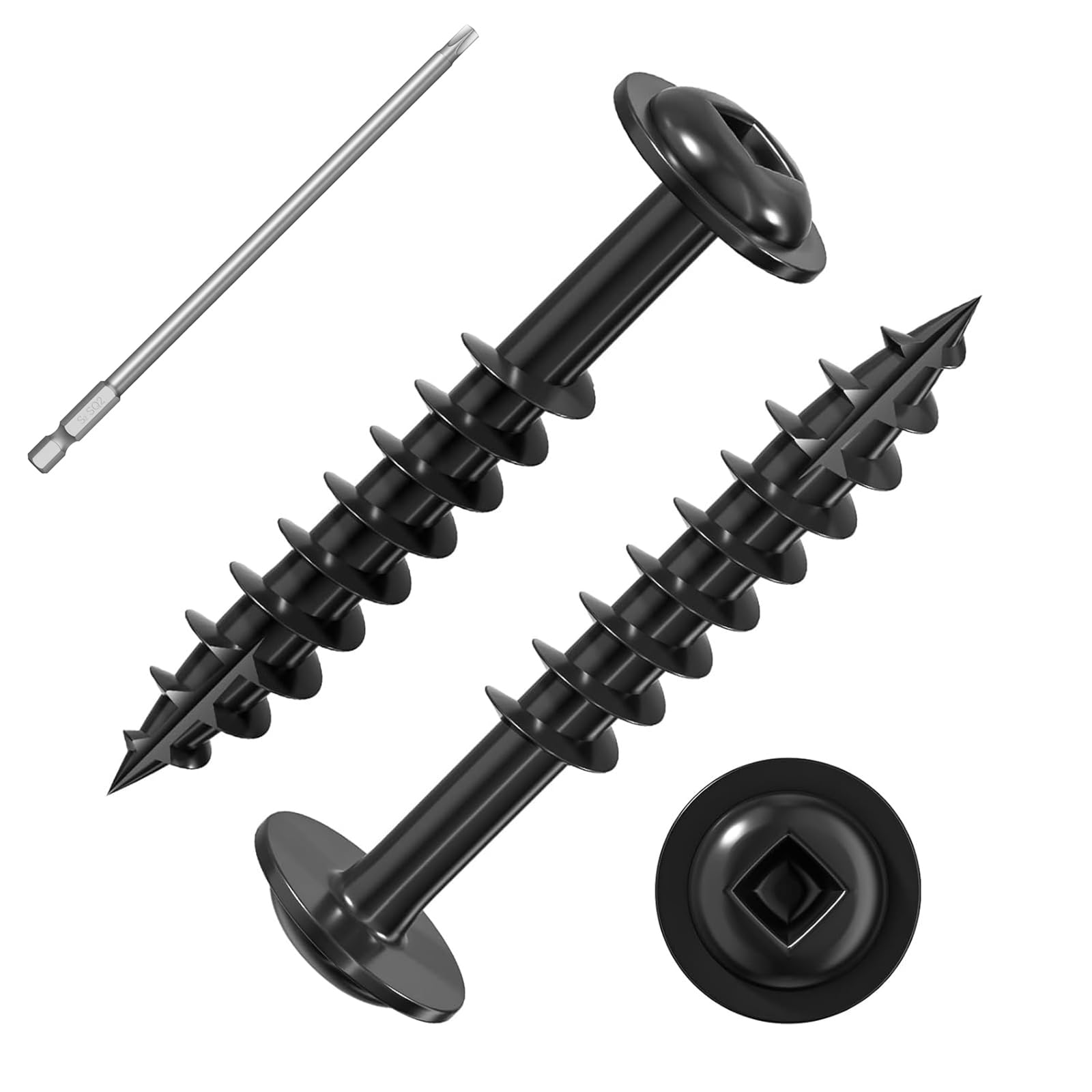 100Pcs 4.2 x 32mm Black Pocket Hole Screws, Self Tapping Wood Screws
