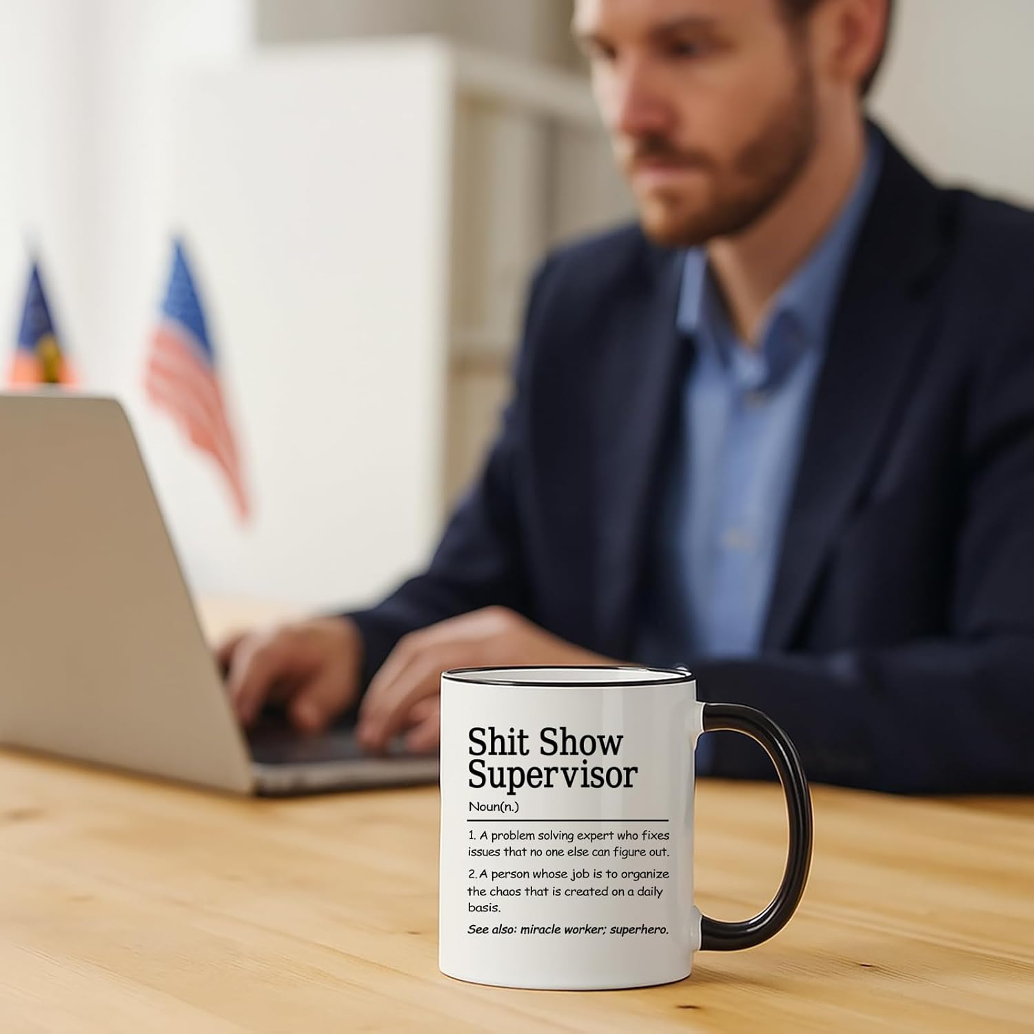 WENSSY Boss Day Gifts for Leader Men Friends Coworker, Supervisor Mug, Shit Show Supervisor Mug, Bosses Day Gift, Funny Bosses Gifts on Christmas Birthday National 11 Oz Black Handle - Image 3