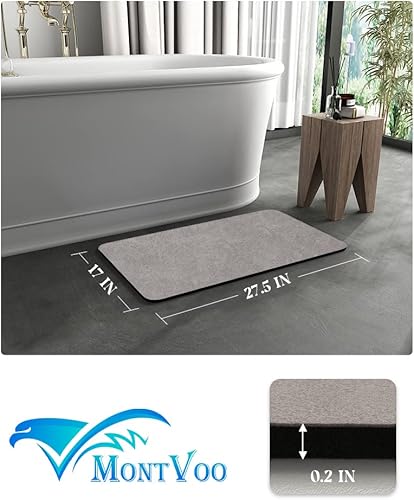 Miniatura 2 de MontVoo Tapete de goma para el baño, antideslizante, secado rápido, súper absorbente, delgado, pasa debajo de la puerta, lavable, para regadera,
