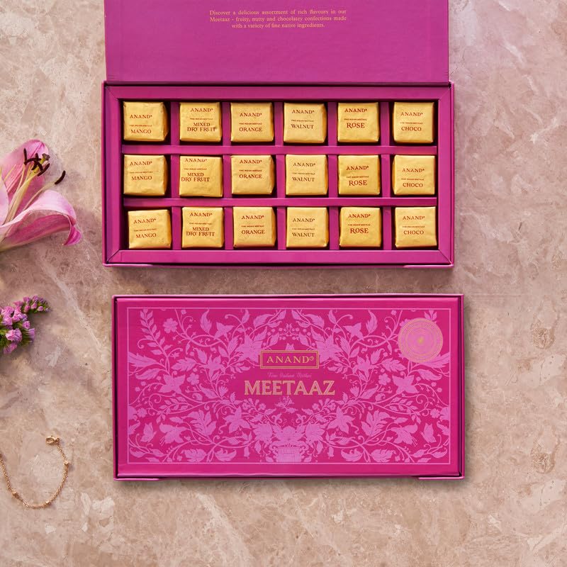 Anand Meetaaz - 18 PC Collection of Flavorued Kaju, Badam, Pista, Ghee, Dark Chocolate Bites Box, 400g (B08M3W2F85) Amazon Price History, Amazon Price Tracker