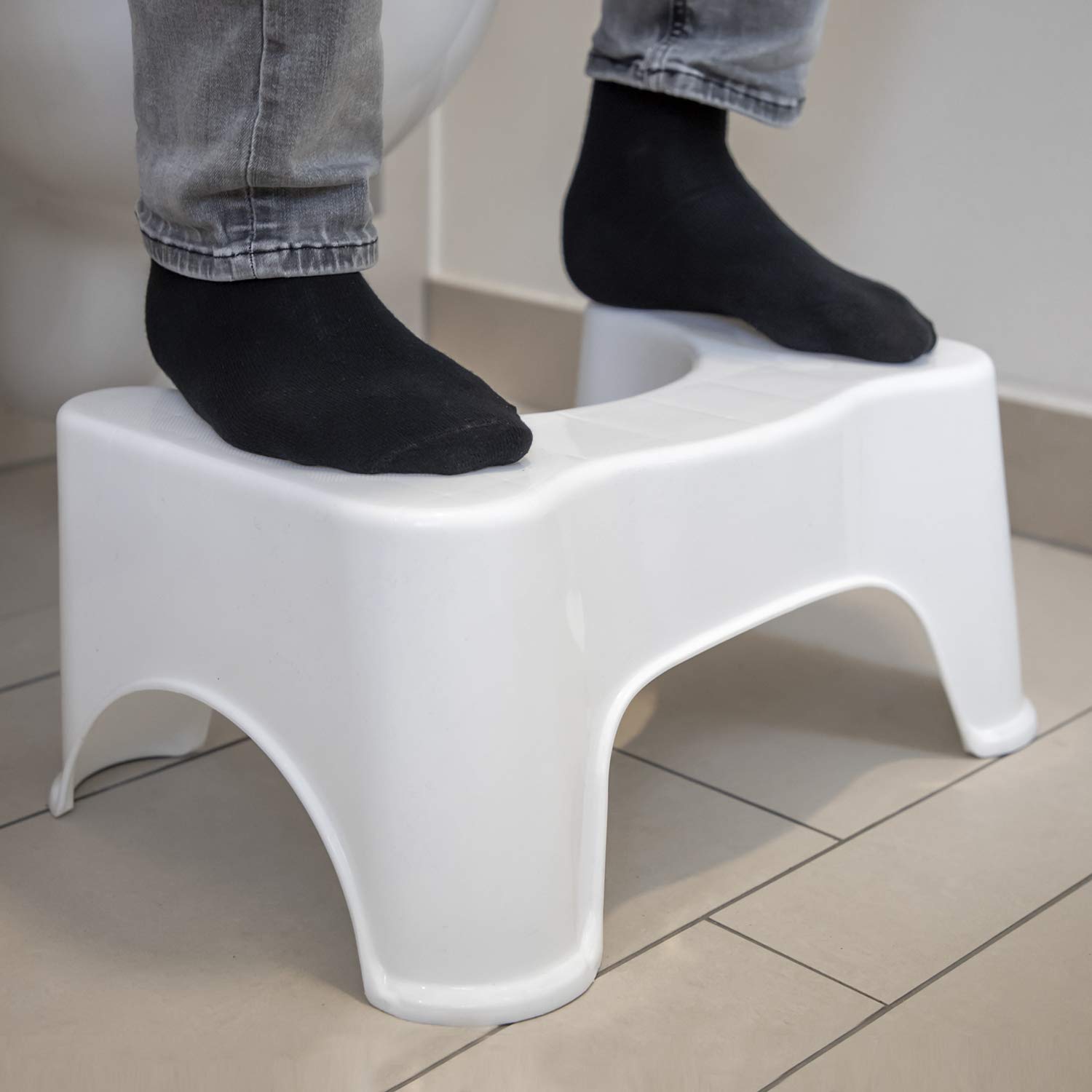 Sgabello da toilette per adulti, combatte emorroidi, stitichezza, gonfiore e sindrome intestinale irritabile (bianco
