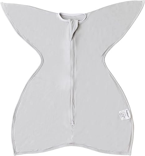 Transition Swaddle - Manta portátil para bebé, saco de dormir acogedor, envoltura con cremallera de 2 vías, 95% viscosa de bambú, 5% elastano (gris