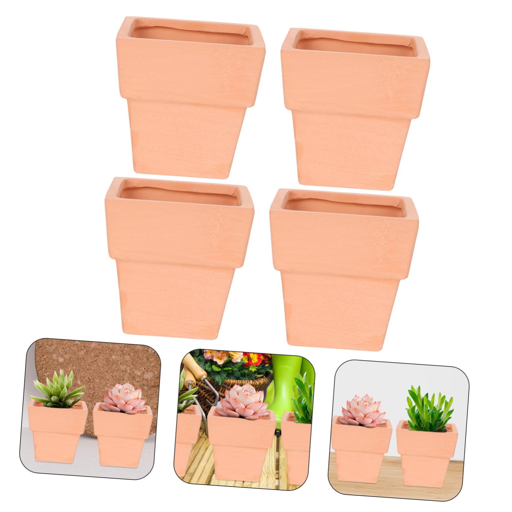 Happyyami 4szt Czerwone Ceramiczne Kwadratowe Doniczki Do Roślin Małe Doniczki Do Bonsai Dekoracyjne Doniczki Bez Zapachu