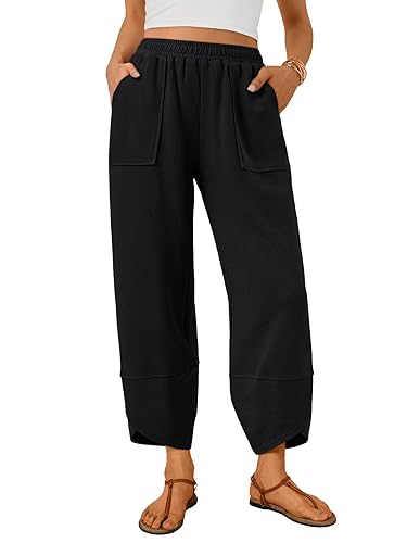 Trendy Queen Women's Wide Leg Pants Boho Summer Capri Palazzo